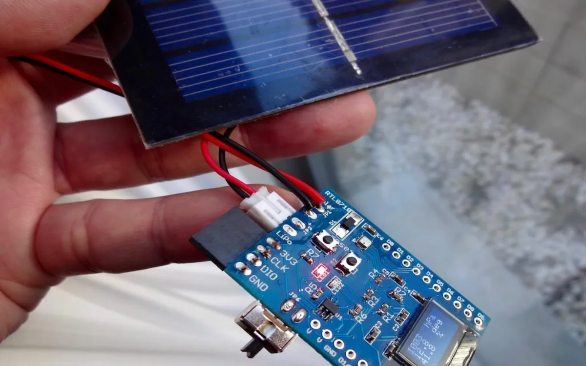 Mini Solar Panel with JST Connector for IoT Devices Mini solar panel with JST connector powering IoT sensor and wireless monitoring devices