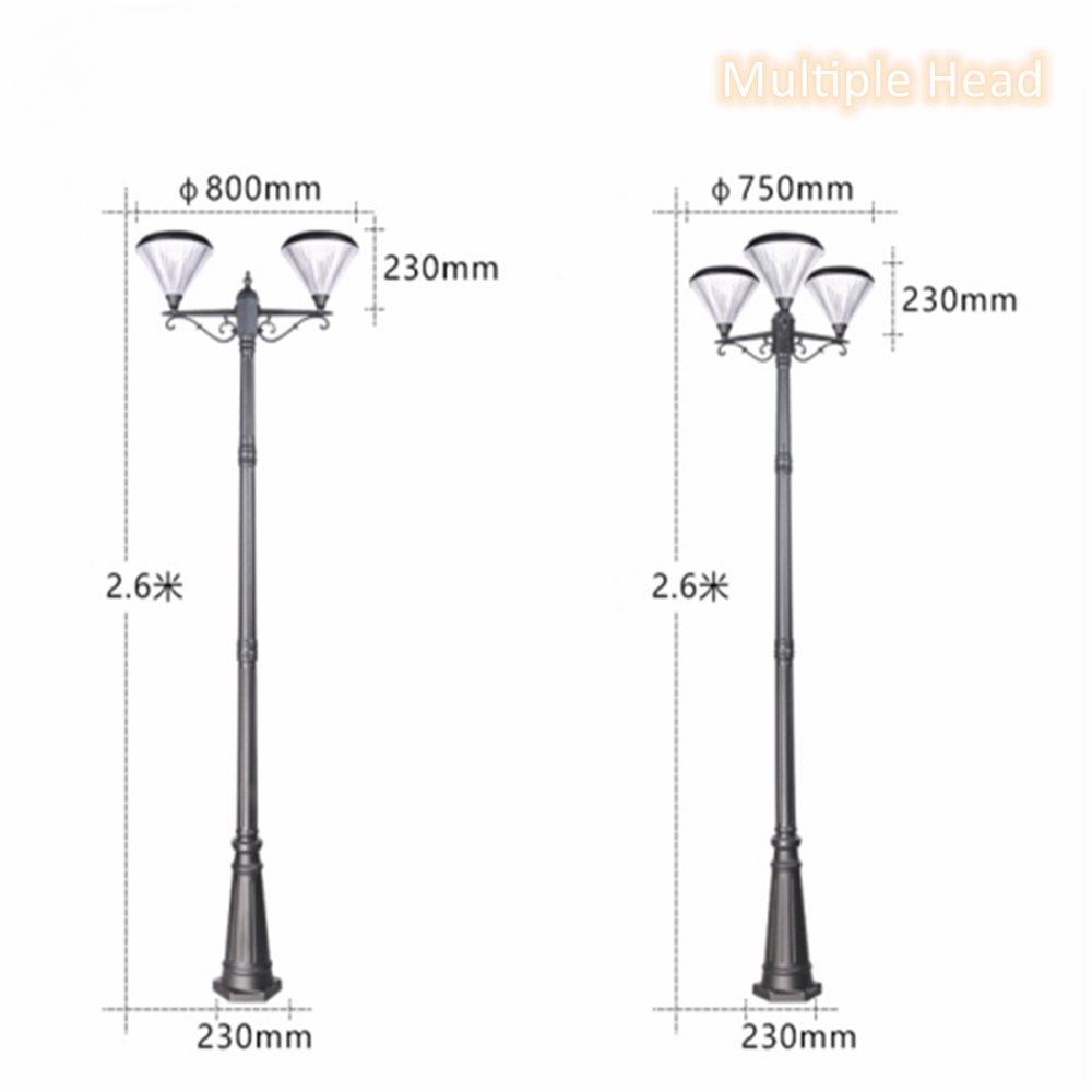 Post Outdoor Solar Powered Lights | LED Pole Lamp for Yard Lighting