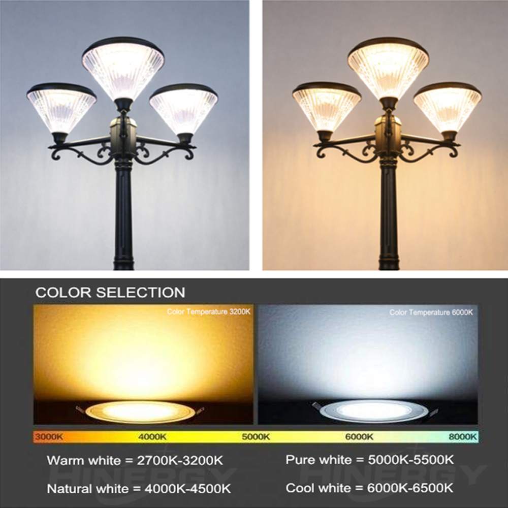 Post Outdoor Solar Powered Lights | LED Pole Lamp for Yard Lighting