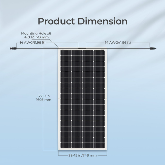 200 Watt 12 Volt Bendable Semi Flexible Monocrystalline Solar Panels Kit for Car Roof Yachts Marine Use