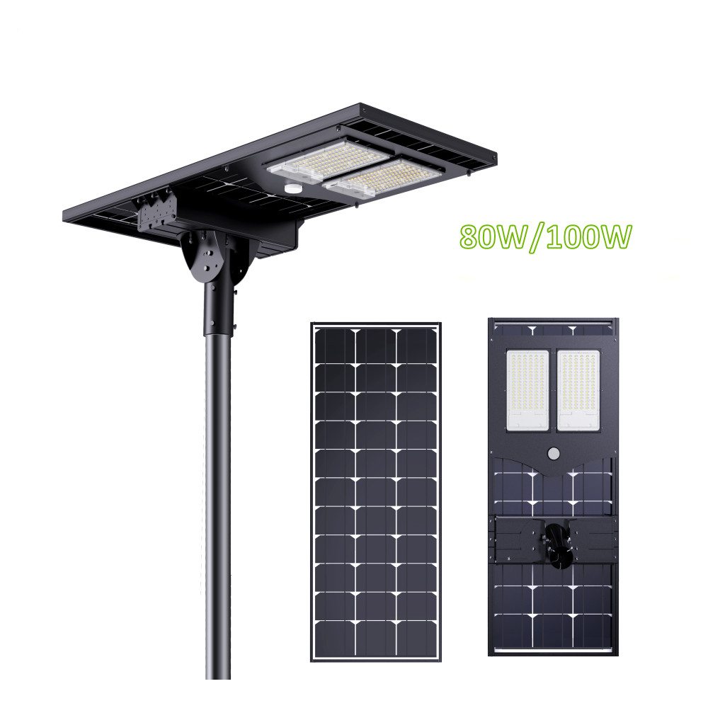Outdoor Bifacial Panel Powered Rechargeable Motion Sensor All in One Solar Street Light Price