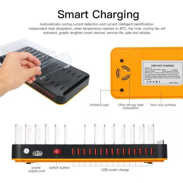 Multi Device Charger Station with 15 USB Port