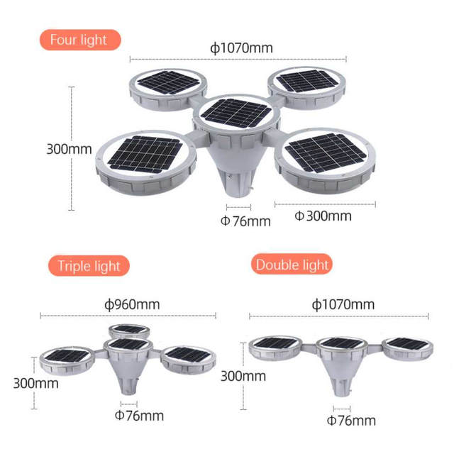 Solar Post Lights Outdoor with Multi Lamp Head for A Pole