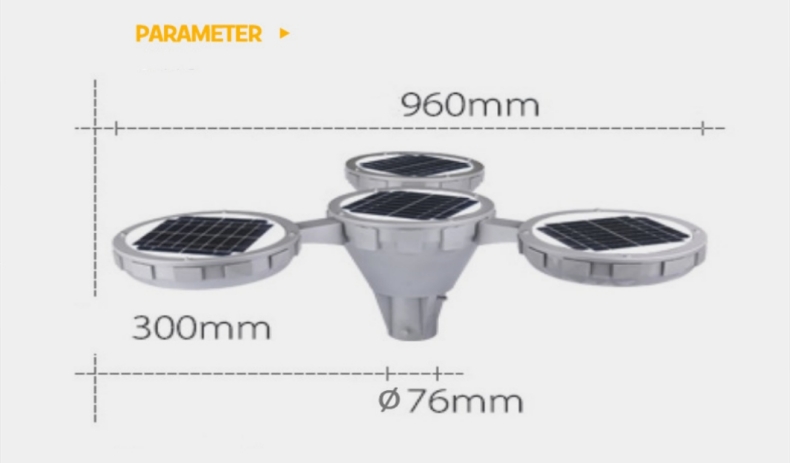 solar post lights outdoor_Triple lamp head