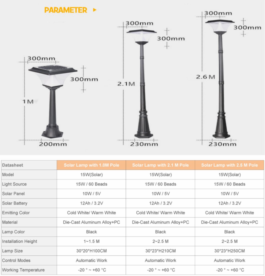 lamp post with solar light_Datasheet