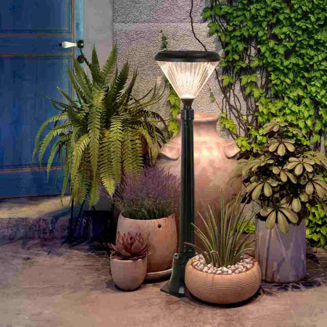 Post Outdoor Solar Powered Lights | LED Pole Lamp for Yard Lighting