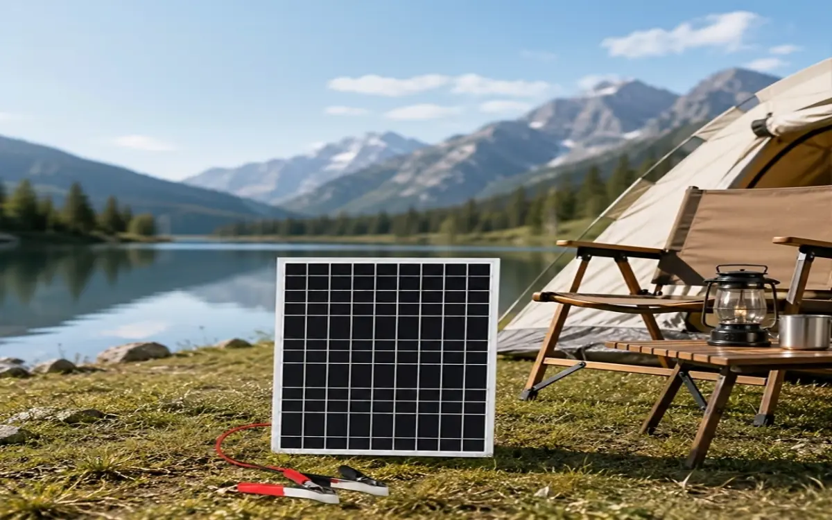 Compact mini solar panel equipped with alligator clip connectors, DIY solar panel for charging small lead-acid batteries and temporary power gear