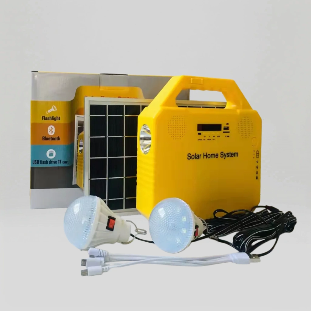 Solar LED home light system illuminating indoor living room