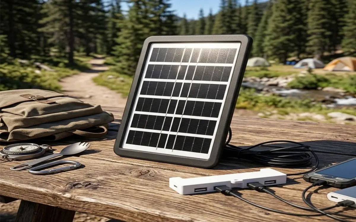 Pocket mini solar panel built-in USB charging port connector, outdoor solar panel for direct charging mobile phones and small electronics