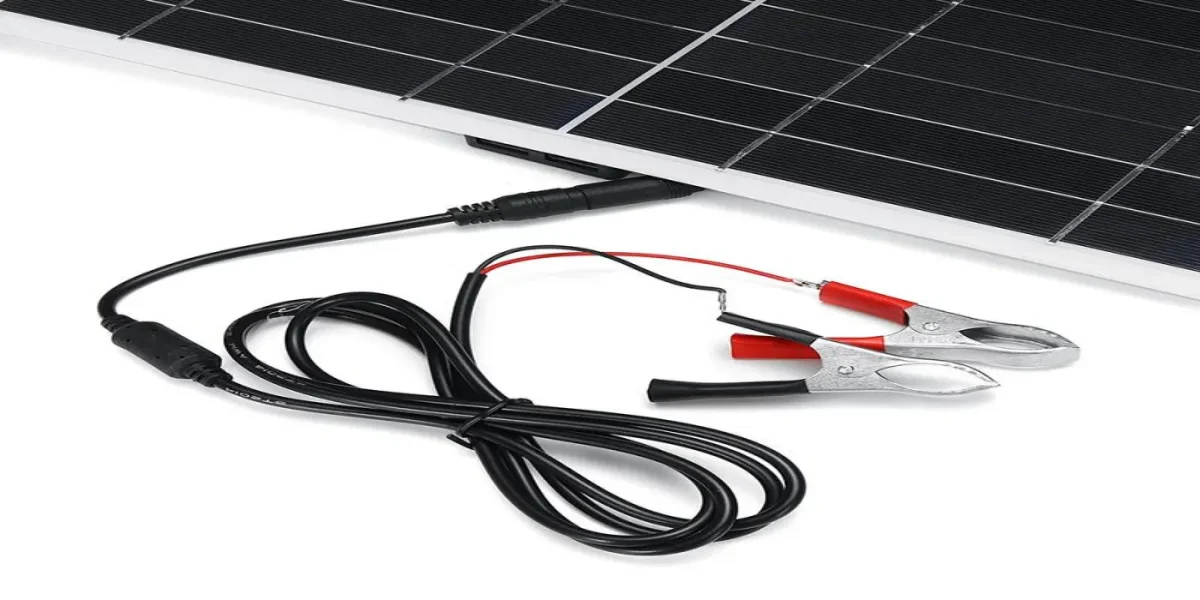 Mini solar panel clip cable with alligator clips for battery connection