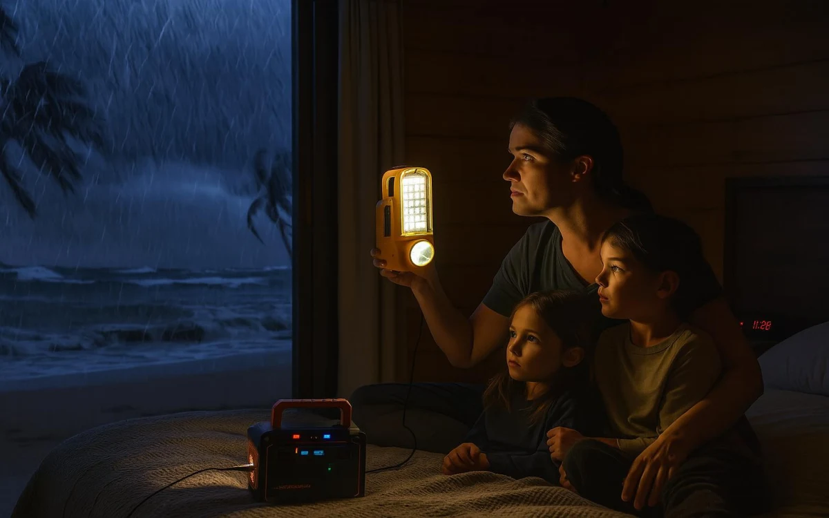 Emergency Solar Lighting System For Home providing backup LED lighting during a power outage